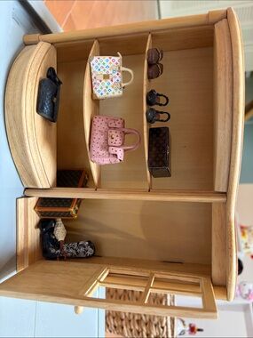 Wooden Miniature Closet Organizer in Natural Finish